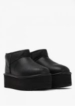 UGG Classic Ultra Mini Platform Boot Black Leather - Image 2